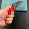 KUBEY KU261H Wrath Karambit Folding Knife  Red G-10 Handle 2.68" Blackwash 14C28N