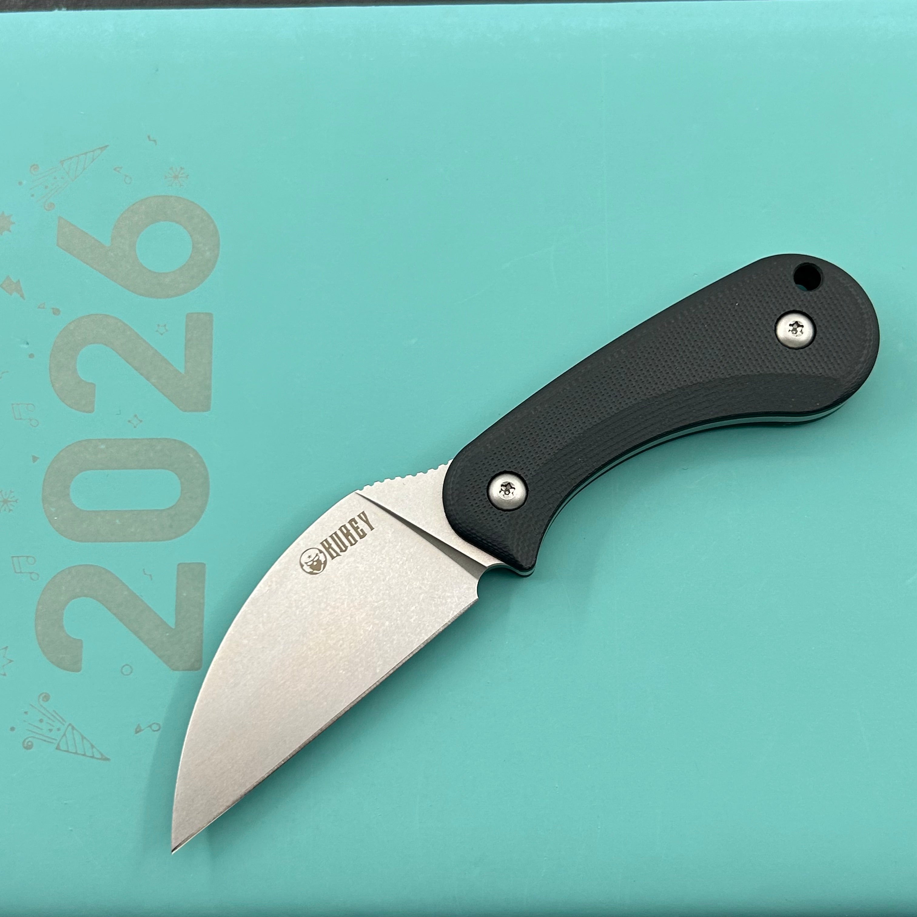 KUBEY knife KU424A Pixie Fixed Blade Knife Black G-10 Handle 2.36" Beadblast 14C28N Blade