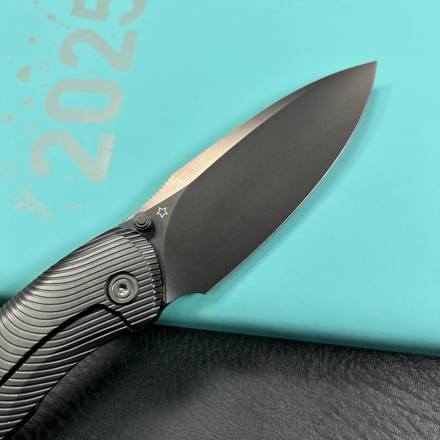 KB knives KB379C Pioneer Folding Knife Black DLC Titanium w/ Wave Milling Handle 3.35'' Black DLC 20CV Blade