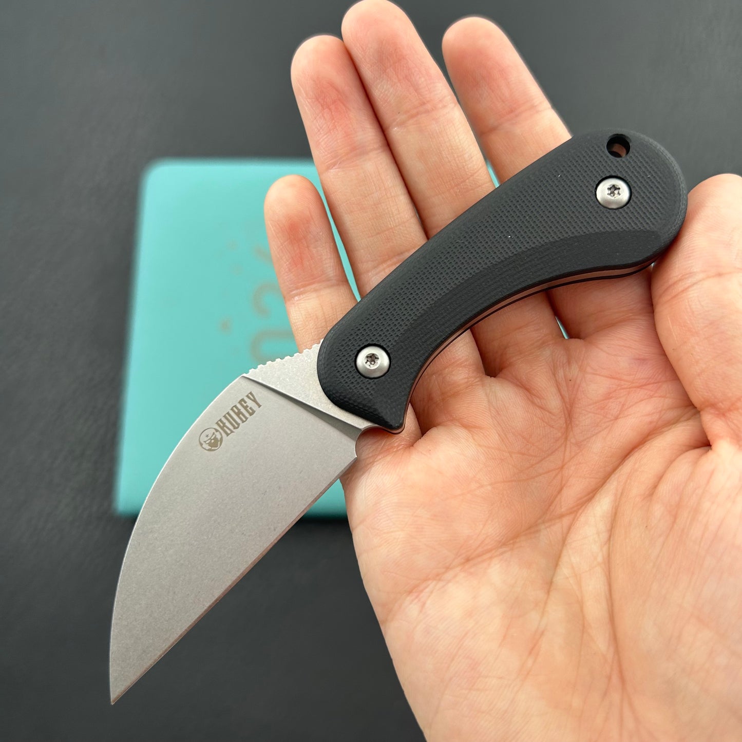 KUBEY knife KU424A Pixie Fixed Blade Knife Black G-10 Handle 2.36" Beadblast 14C28N Blade