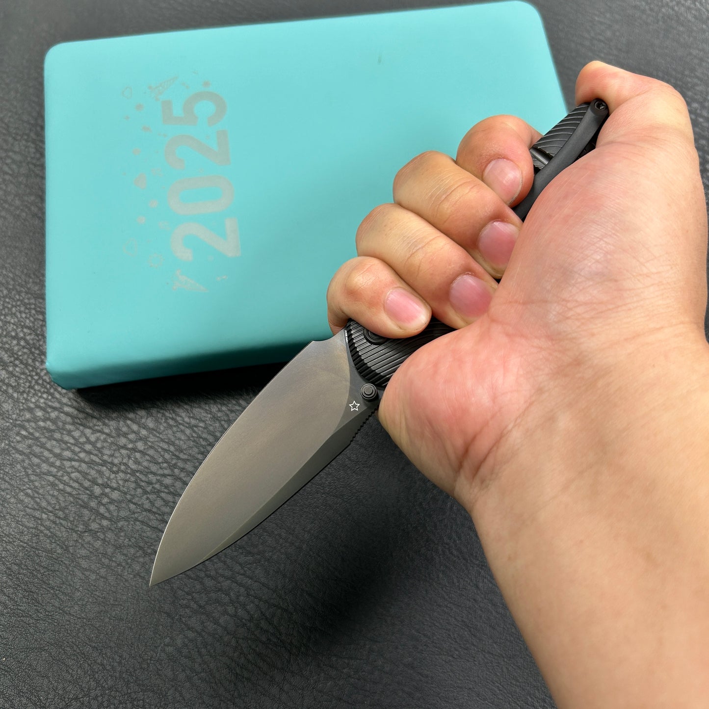 KB knives KB379C Pioneer Folding Knife Black DLC Titanium w/ Wave Milling Handle 3.35'' Black DLC 20CV Blade
