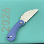 KUBEY knife KU424B Pixie Fixed Blade Knife Blue Micarta Handle 2.36" Beadblast 14C28N Blade
