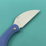 KUBEY knife KU424B Pixie Fixed Blade Knife Blue Micarta Handle 2.36" Beadblast 14C28N Blade