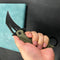 KUBEY KU261F Wrath Karambit Folding Knife Green G-10 Handle 2.68" Blackwash 14C28N