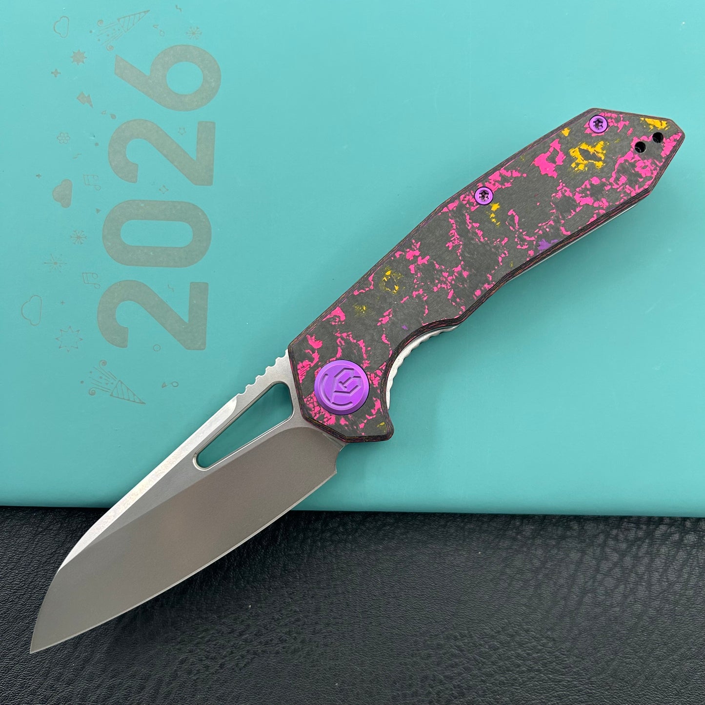 KB KNIVES KB291Y Vagrant Folding Knife POP Camo Carbon Handle 3.15" Silver Bead Blast M390 Blade