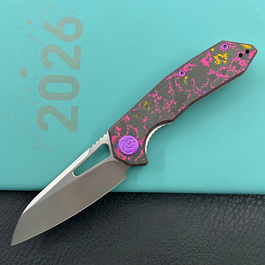 KB KNIVES KB291Y Vagrant Folding Knife POP Camo Carbon Handle 3.15" Silver Bead Blast M390 Blade