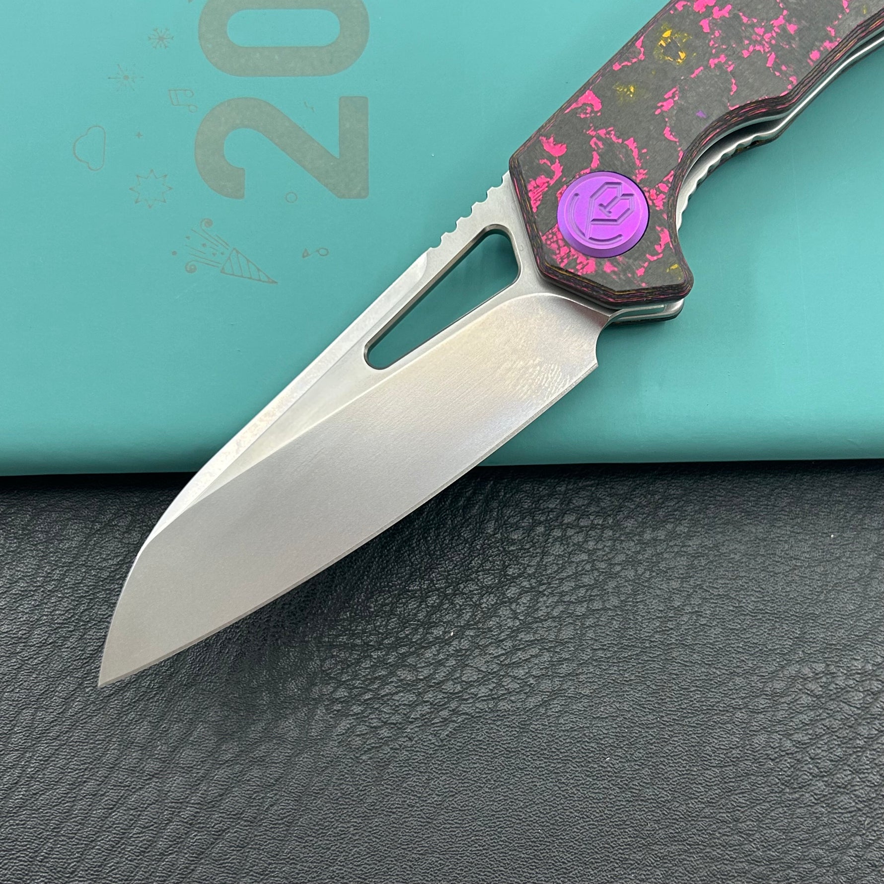 KB KNIVES KB291Y Vagrant Folding Knife POP Camo Carbon Handle 3.15" Silver Bead Blast M390 Blade