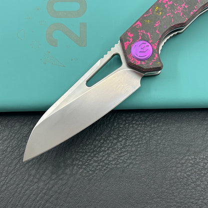 KB KNIVES KB291Y Vagrant Folding Knife POP Camo Carbon Handle 3.15" Silver Bead Blast M390 Blade
