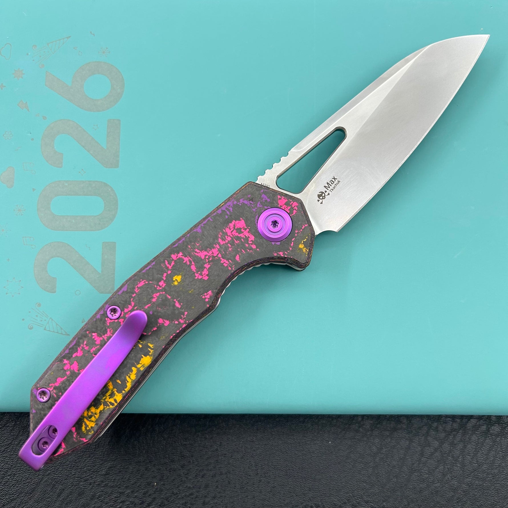 KB KNIVES KB291Y Vagrant Folding Knife POP Camo Carbon Handle 3.15" Silver Bead Blast M390 Blade
