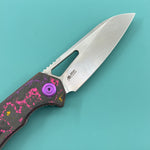 KB KNIVES KB291Y Vagrant Folding Knife POP Camo Carbon Handle 3.15" Silver Bead Blast M390 Blade