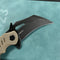 KUBEY KU261G Wrath Karambit Folding Knife Tan G-10 Handle 2.68" Blackwash 14C28N