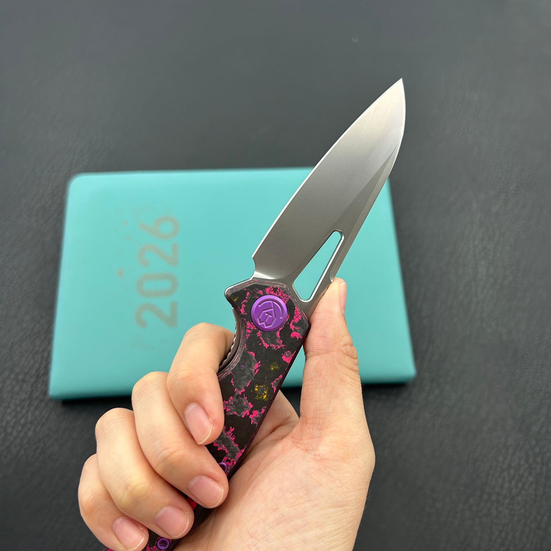 KB KNIVES KB291Y Vagrant Folding Knife POP Camo Carbon Handle 3.15" Silver Bead Blast M390 Blade