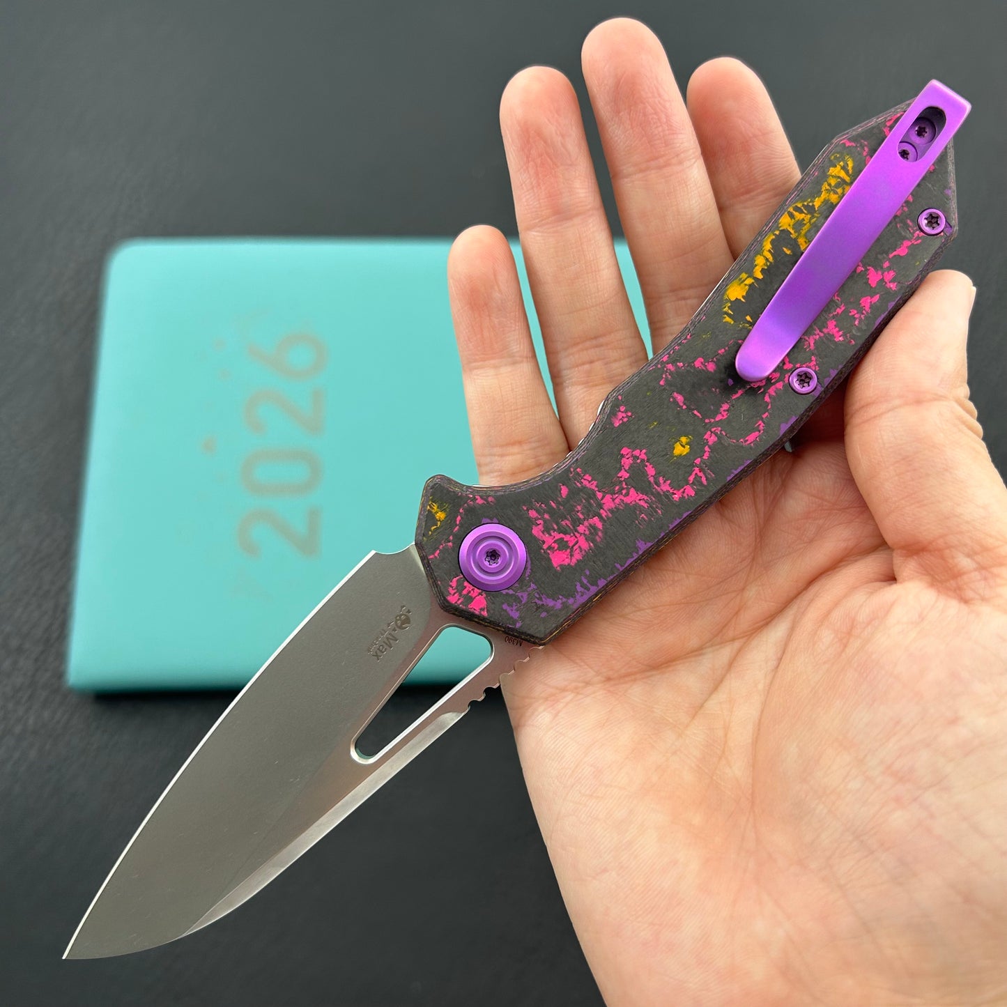 KB KNIVES KB291Y Vagrant Folding Knife POP Camo Carbon Handle 3.15" Silver Bead Blast M390 Blade