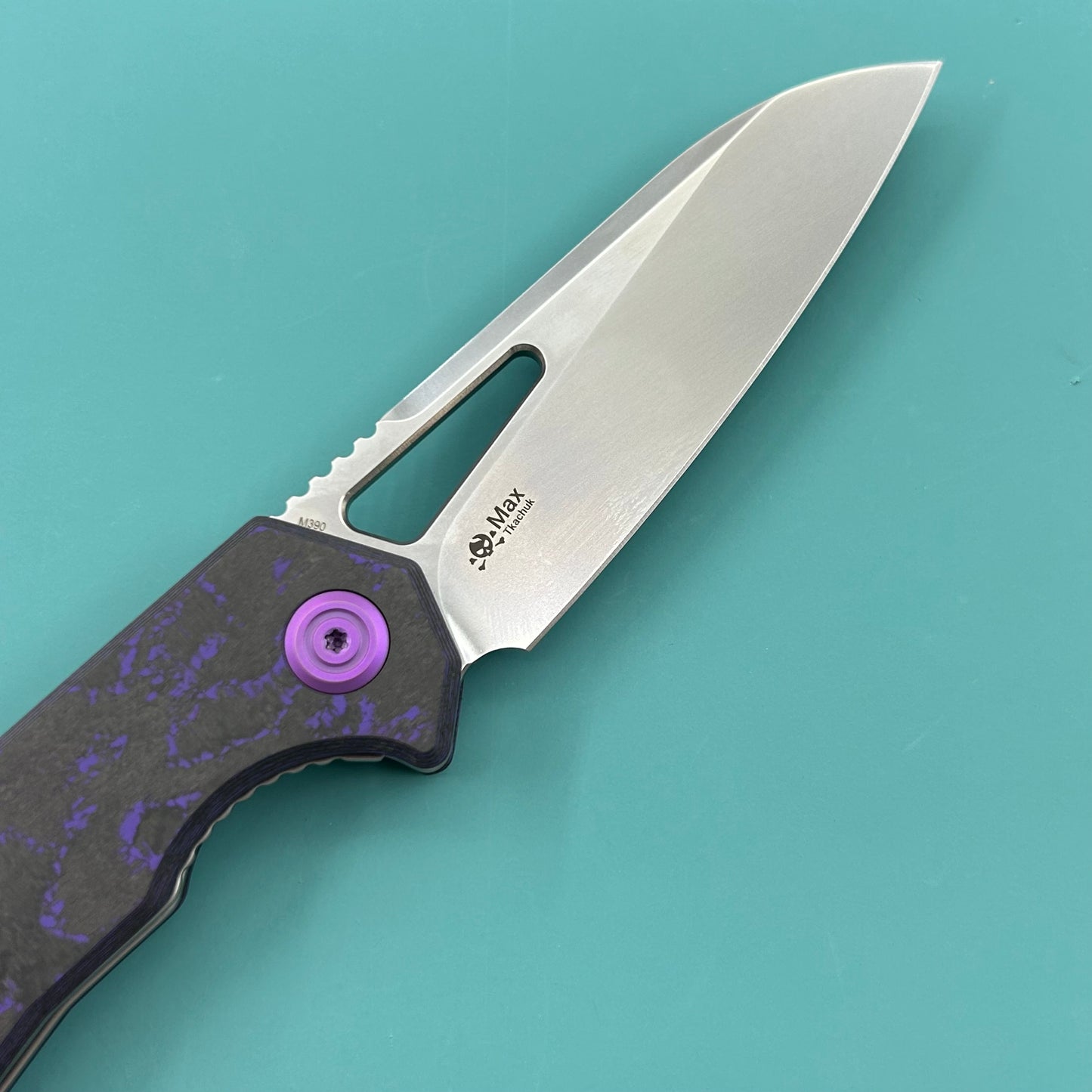 KB KNIVES KB291Z Vagrant Folding Knife Purple Flo Camo Carbon Handle 3.15" Silver Bead Blast M390 Blade