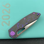 KB KNIVES KB291Z Vagrant Folding Knife Purple Flo Camo Carbon Handle 3.15" Silver Bead Blast M390 Blade