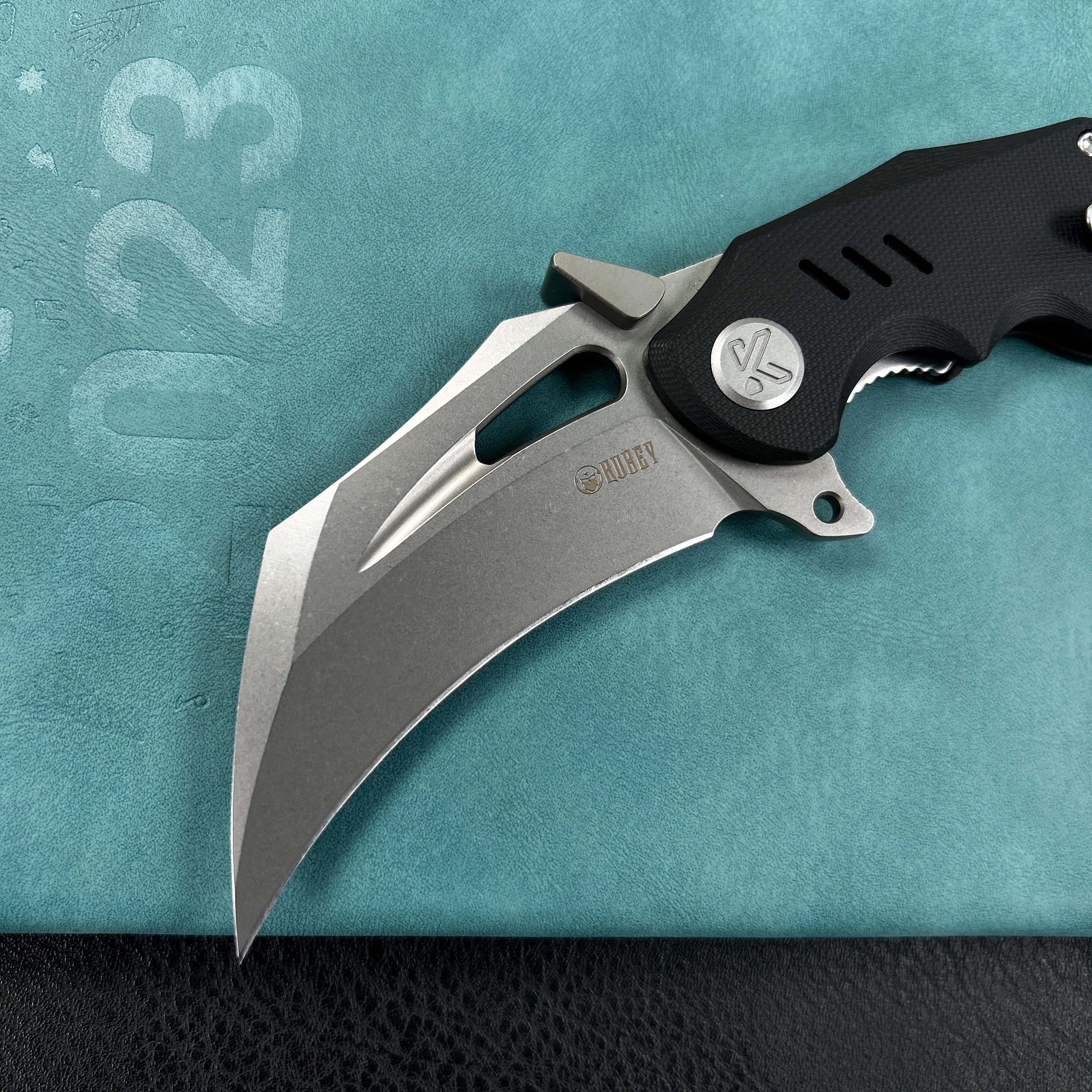 KUBEY KU261A  Wrath Karambit Folding Knife Black G-10 Handle 2.68" Beadblast 14C28N Blade