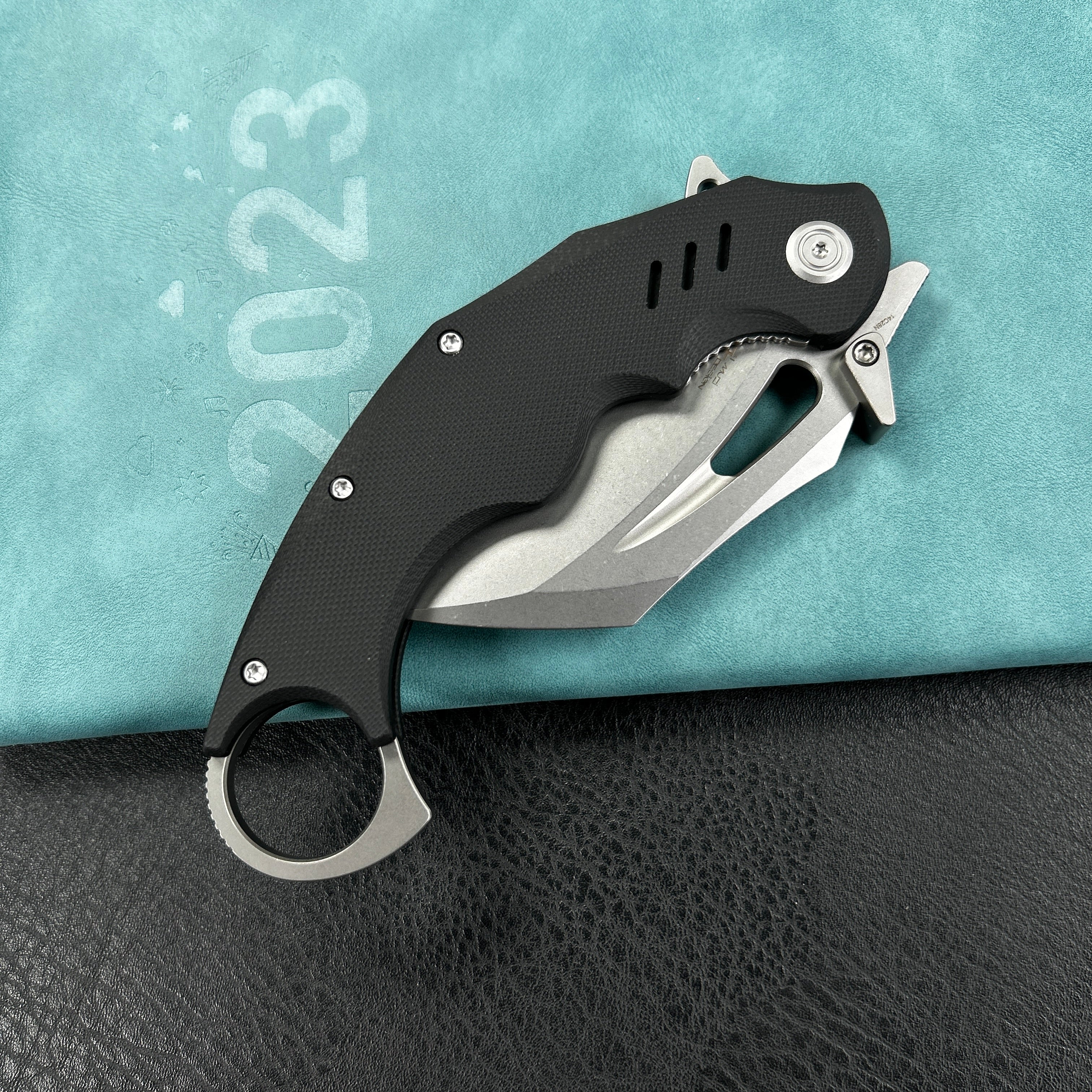 KUBEY KU261A  Wrath Karambit Folding Knife Black G-10 Handle 2.68" Beadblast 14C28N Blade