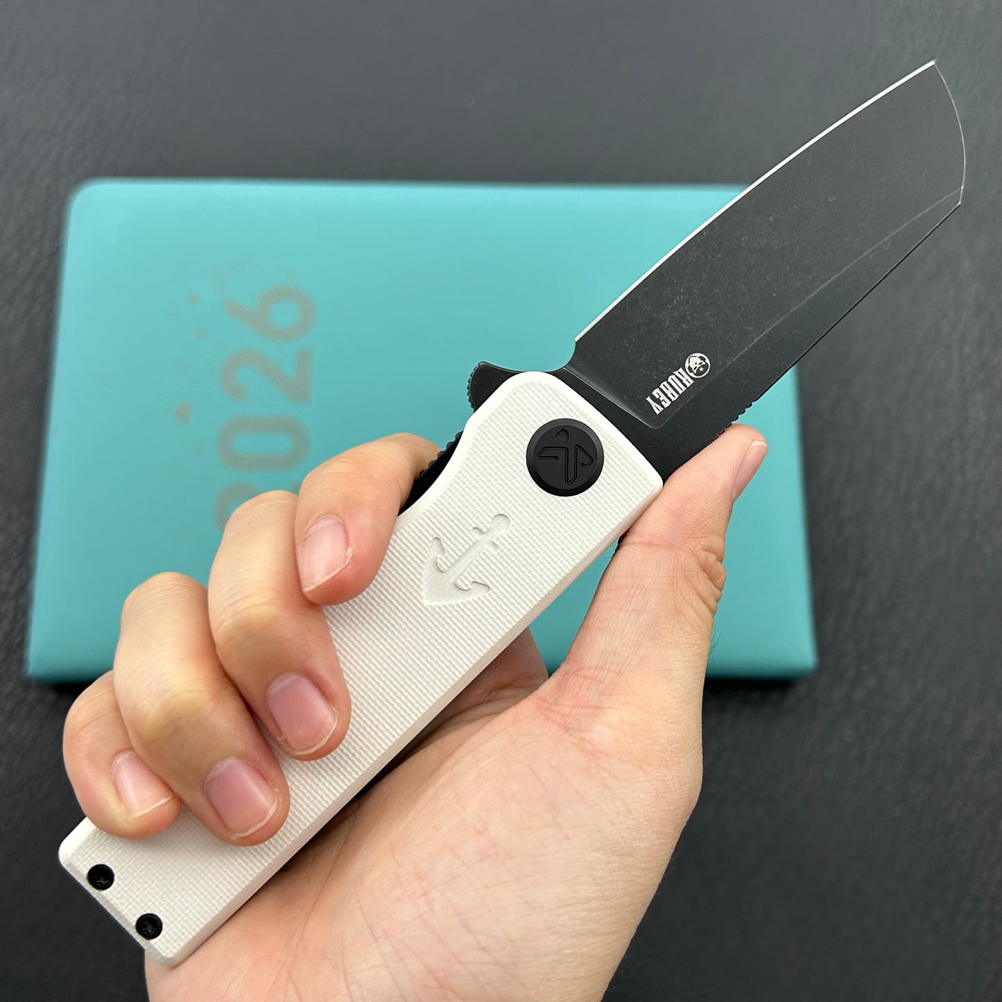 KUBEY knife KU317J Sailor Linerlock Black White Folding Knife