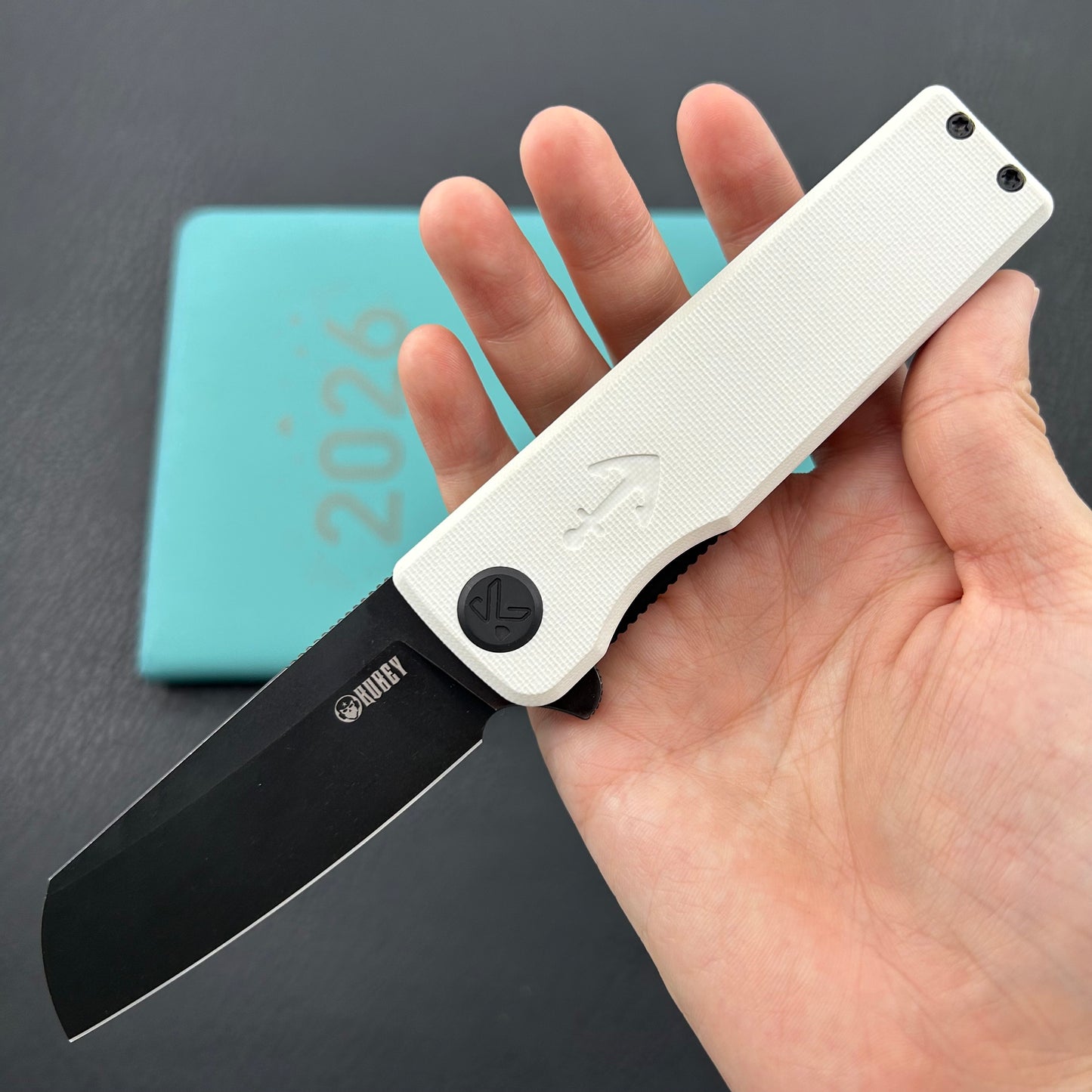KUBEY knife KU317J Sailor Linerlock Black White Folding Knife