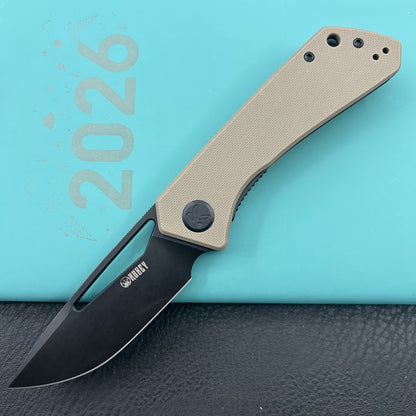 KUBEY knife KU331U Thalia Linerlock Black Tan Folding Knife