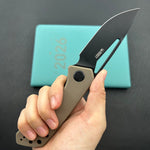 KUBEY knife KU331U Thalia Linerlock Black Tan Folding Knife