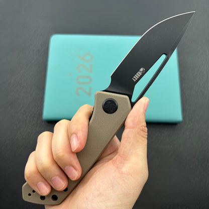 KUBEY knife KU331U Thalia Linerlock Black Tan Folding Knife