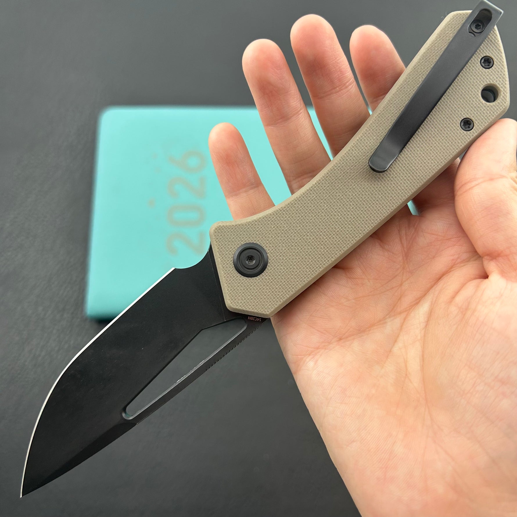 KUBEY knife KU331U Thalia Linerlock Black Tan Folding Knife