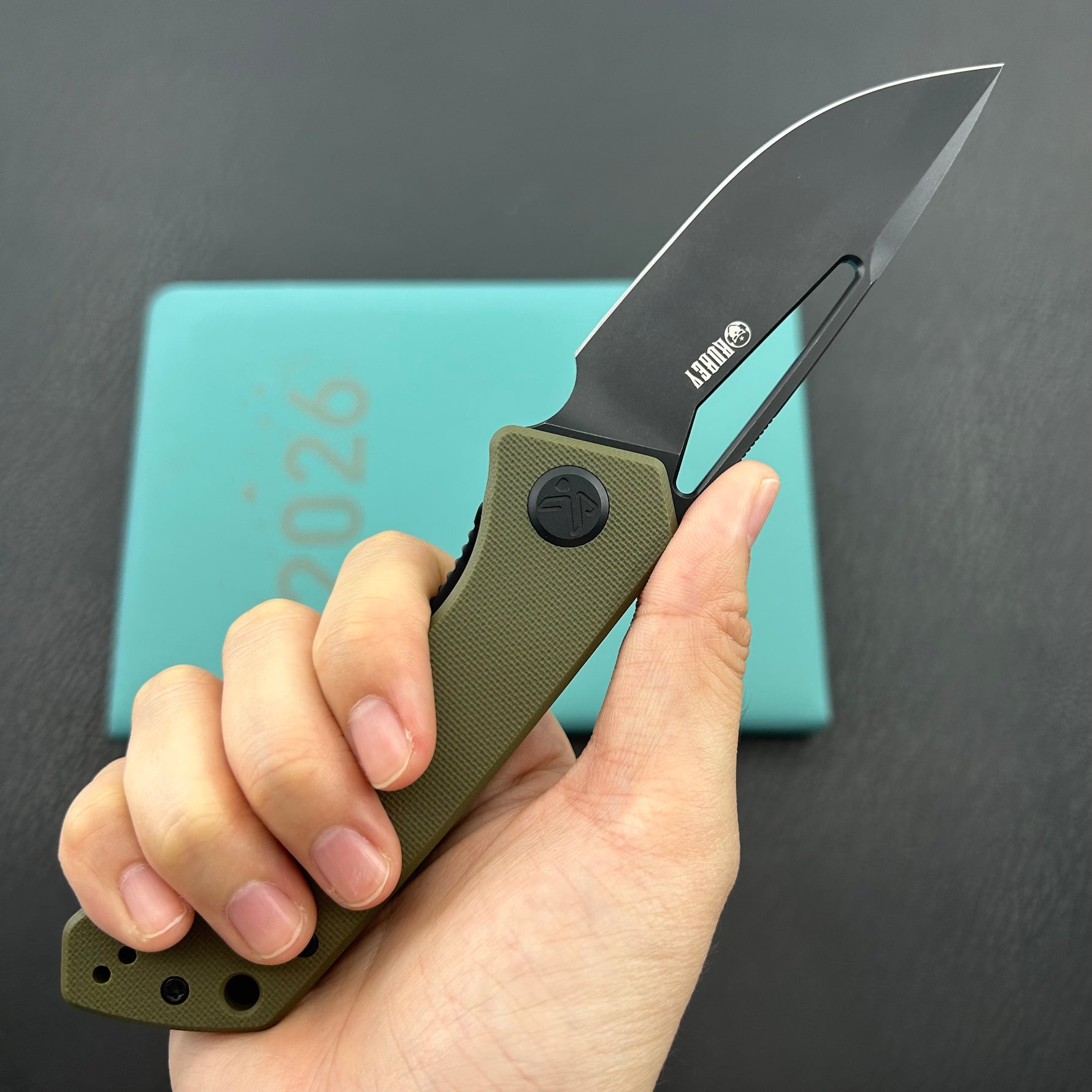 KUBEY knife KU331T Thalia Linerlock Black Green Folding Knife