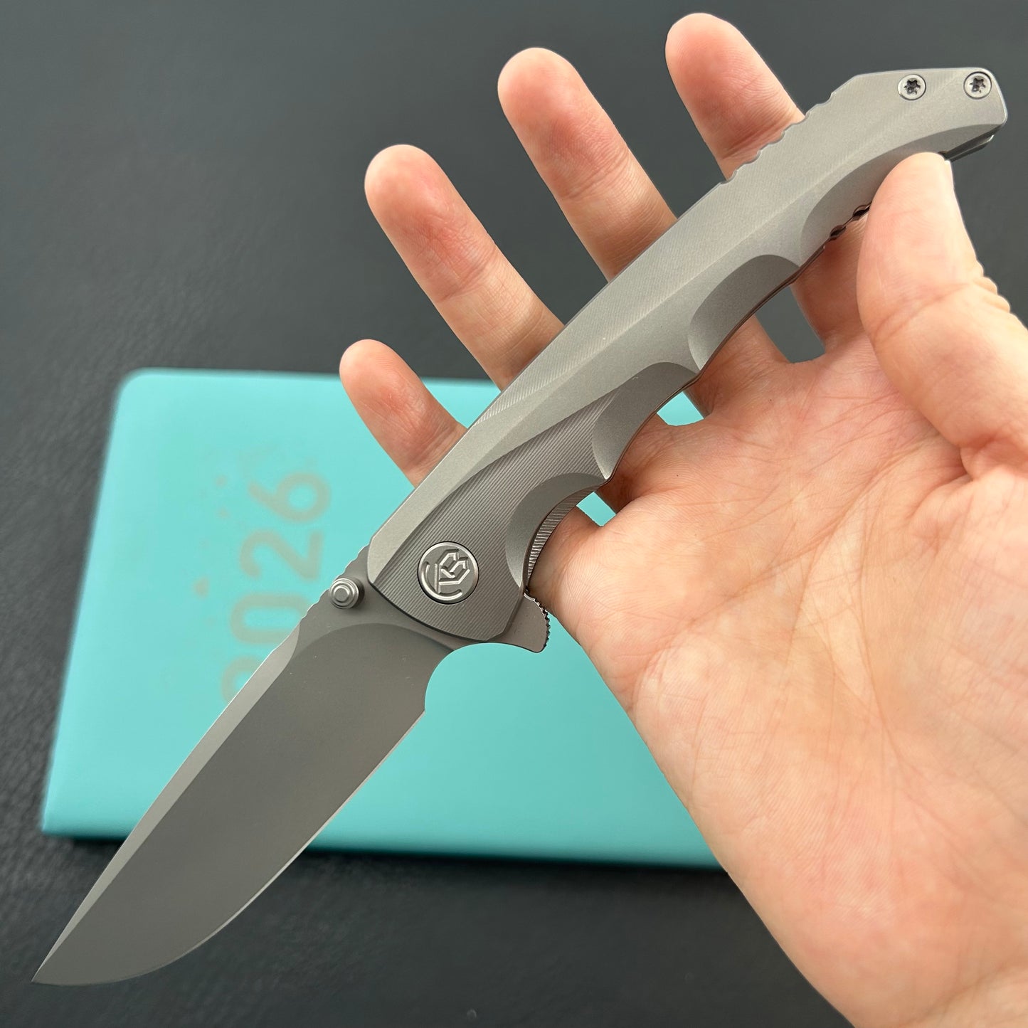 KB KNIVES KB389A Zazoo Folding Knife Grey Titanium Handle 3.70'' Beadblast M390 Blade