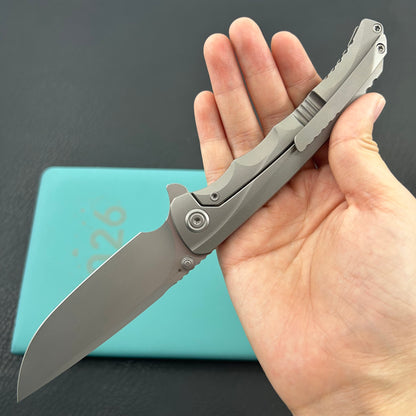 KB KNIVES KB389A Zazoo Folding Knife Grey Titanium Handle 3.70'' Beadblast M390 Blade