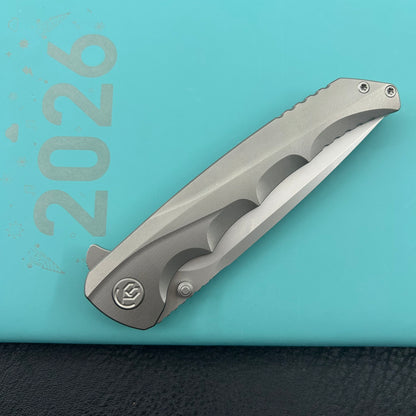 KB KNIVES KB389A Zazoo Folding Knife Grey Titanium Handle 3.70'' Beadblast M390 Blade