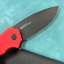 KUBEY KU319  Mikkel Willumsen Design Bravo one Drop Point Outdoor Folding Camping Knife Red  G10 Handle 3.39" Blackwash AUS-10