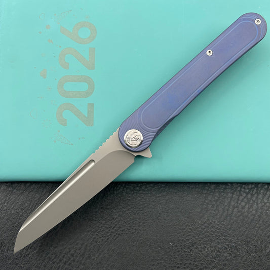 KB KNIVES KB247K Dandy Frame Lock Gentlemans Pocket Folding Knife Blue Ti Handle 3.94" Sandblast S90V