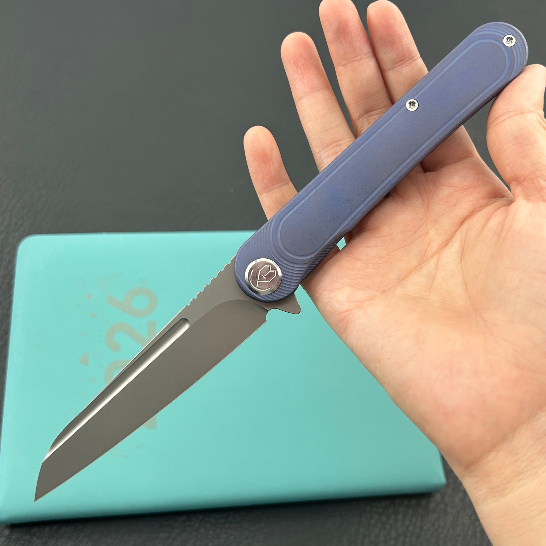 KB KNIVES KB247K Dandy Frame Lock Gentlemans Pocket Folding Knife Blue Ti Handle 3.94" Sandblast S90V