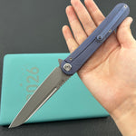 KB KNIVES KB247K Dandy Frame Lock Gentlemans Pocket Folding Knife Blue Ti Handle 3.94" Sandblast S90V