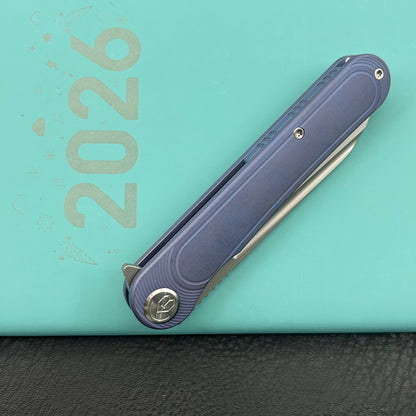KB KNIVES KB247K Dandy Frame Lock Gentlemans Pocket Folding Knife Blue Ti Handle 3.94" Sandblast S90V
