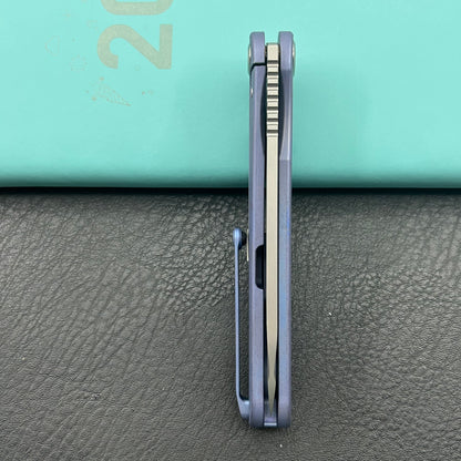 KB KNIVES KB247K Dandy Frame Lock Gentlemans Pocket Folding Knife Blue Ti Handle 3.94" Sandblast S90V