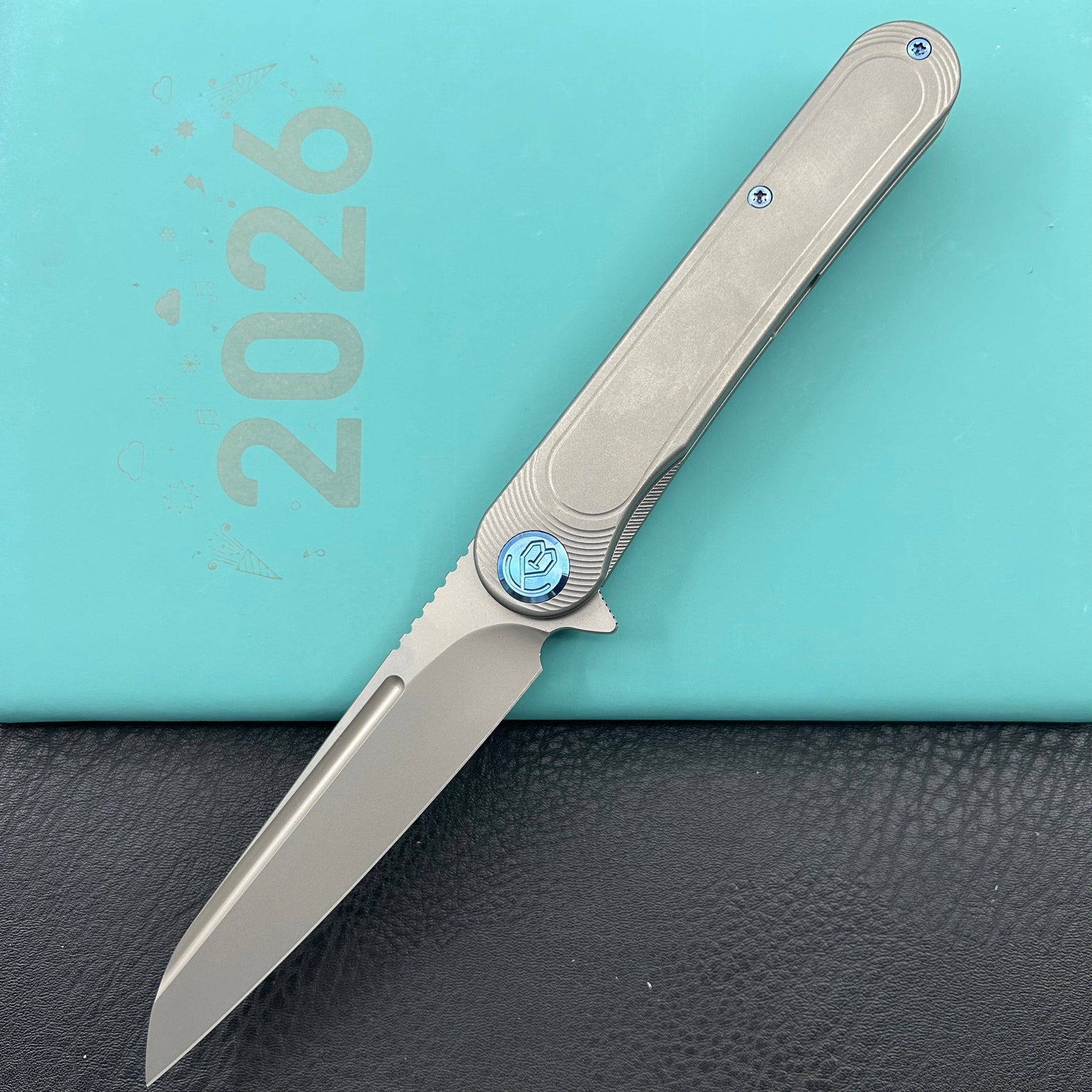 KB KNIVES KB247J Dandy Frame Lock Gentlemans Pocket Folding Knife Grey Ti Handle 3.94" Sandblast S90V