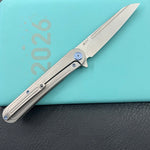 KB KNIVES KB247J Dandy Frame Lock Gentlemans Pocket Folding Knife Grey Ti Handle 3.94" Sandblast S90V