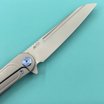 KB KNIVES KB247J Dandy Frame Lock Gentlemans Pocket Folding Knife Grey Ti Handle 3.94" Sandblast S90V