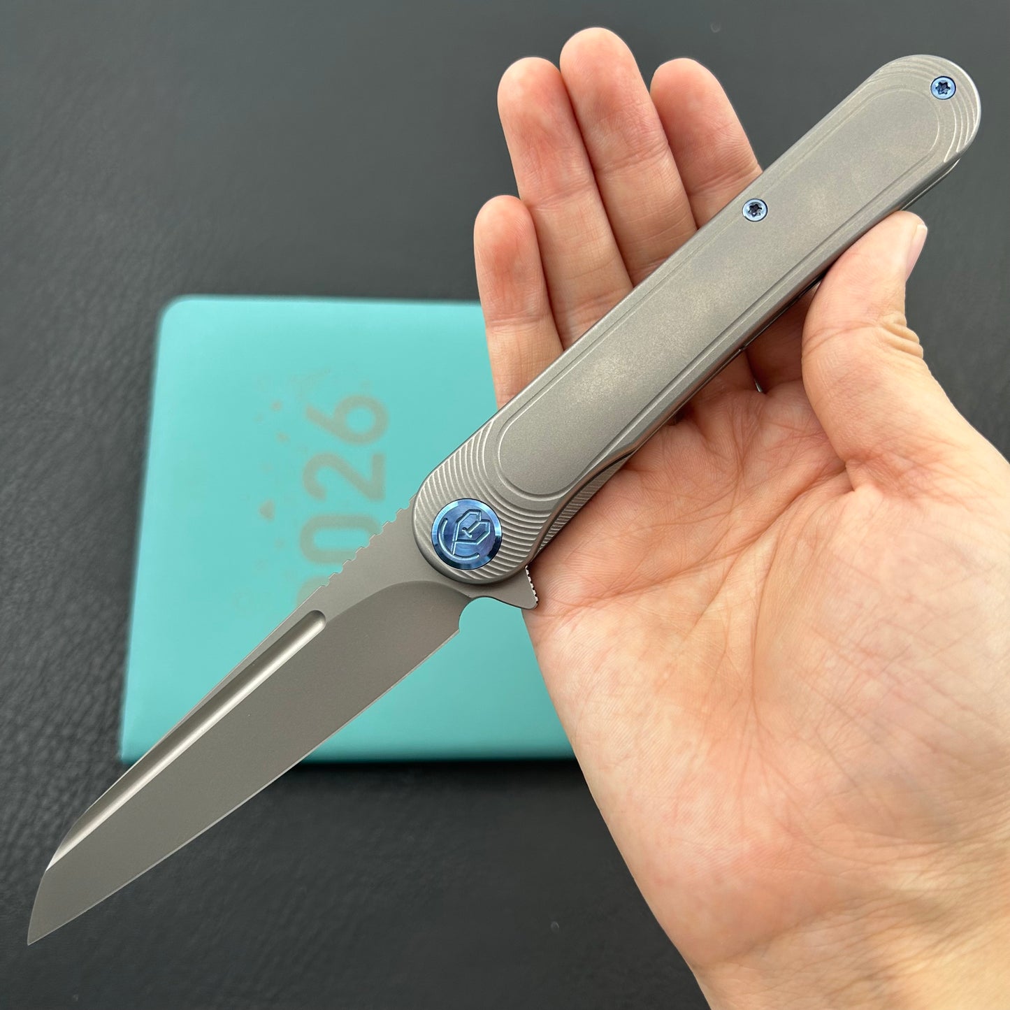 KB KNIVES KB247J Dandy Frame Lock Gentlemans Pocket Folding Knife Grey Ti Handle 3.94" Sandblast S90V