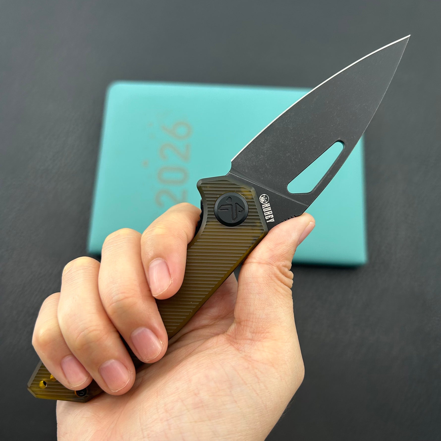 KUBEY knife KU122T Coeus Linerlock Black Ultem Folding Knife
