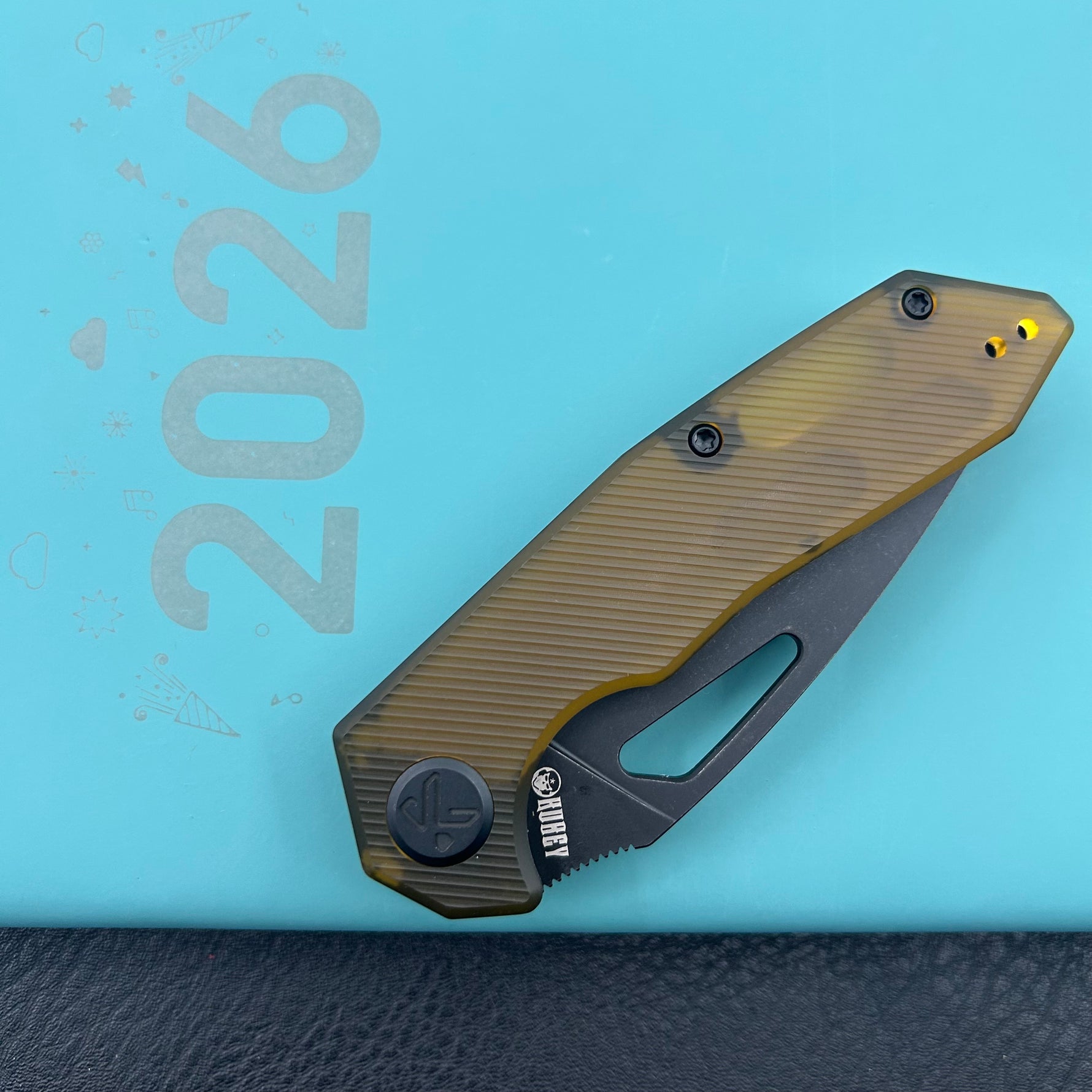 KUBEY knife KU122T Coeus Linerlock Black Ultem Folding Knife