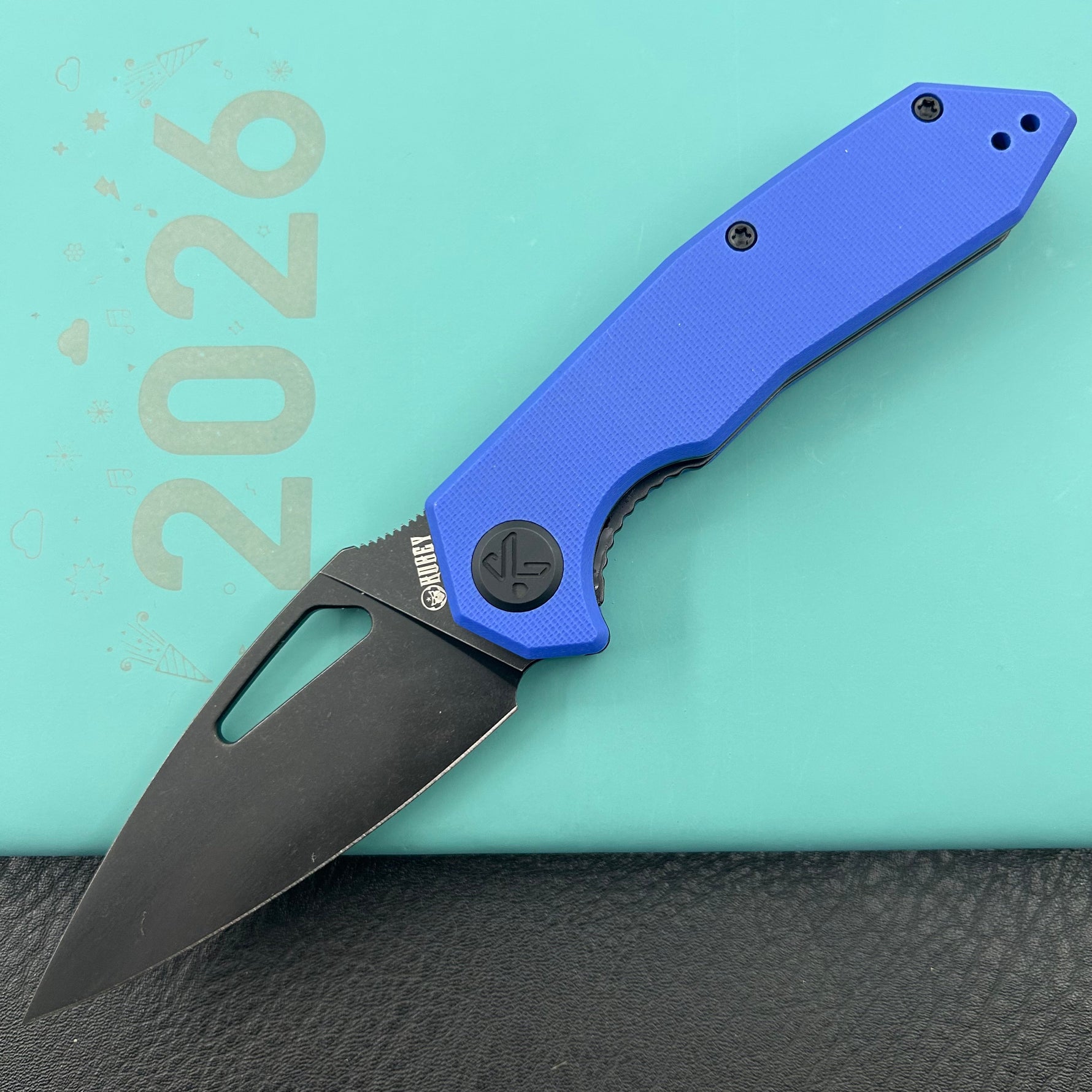 KUBEY knife KU122Y Coeus Linerlock Black Blue  Folding Knife