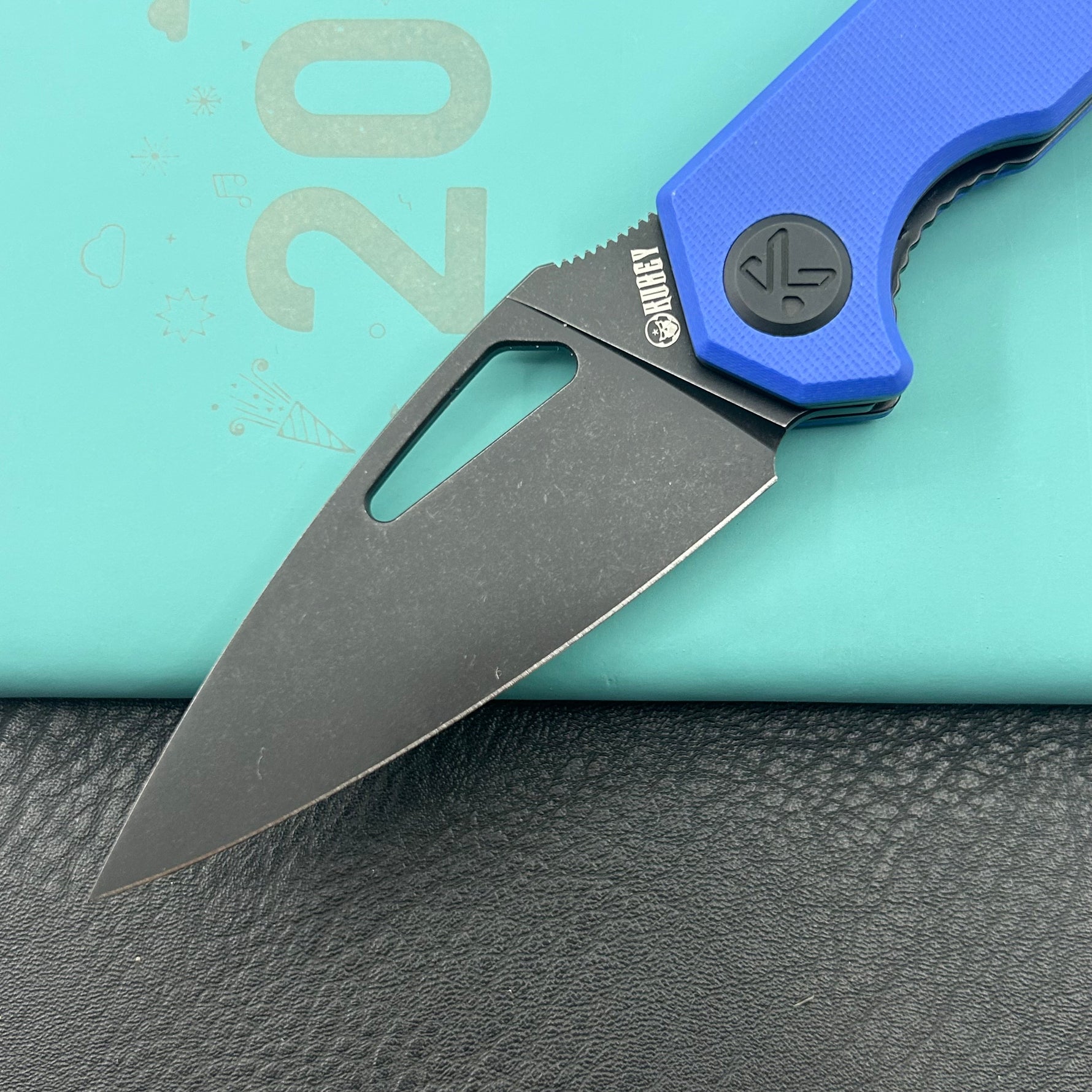 KUBEY knife KU122Y Coeus Linerlock Black Blue  Folding Knife