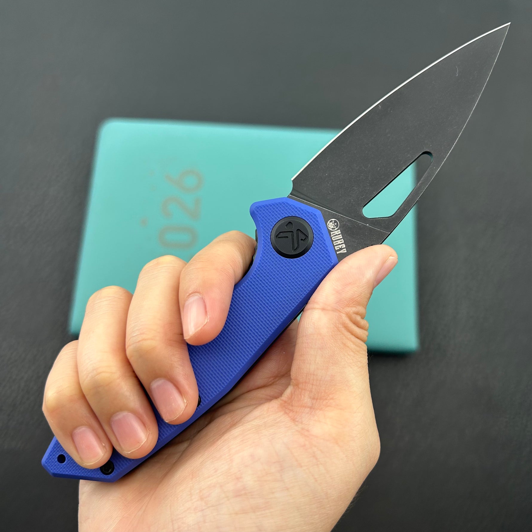 KUBEY knife KU122Y Coeus Linerlock Black Blue  Folding Knife