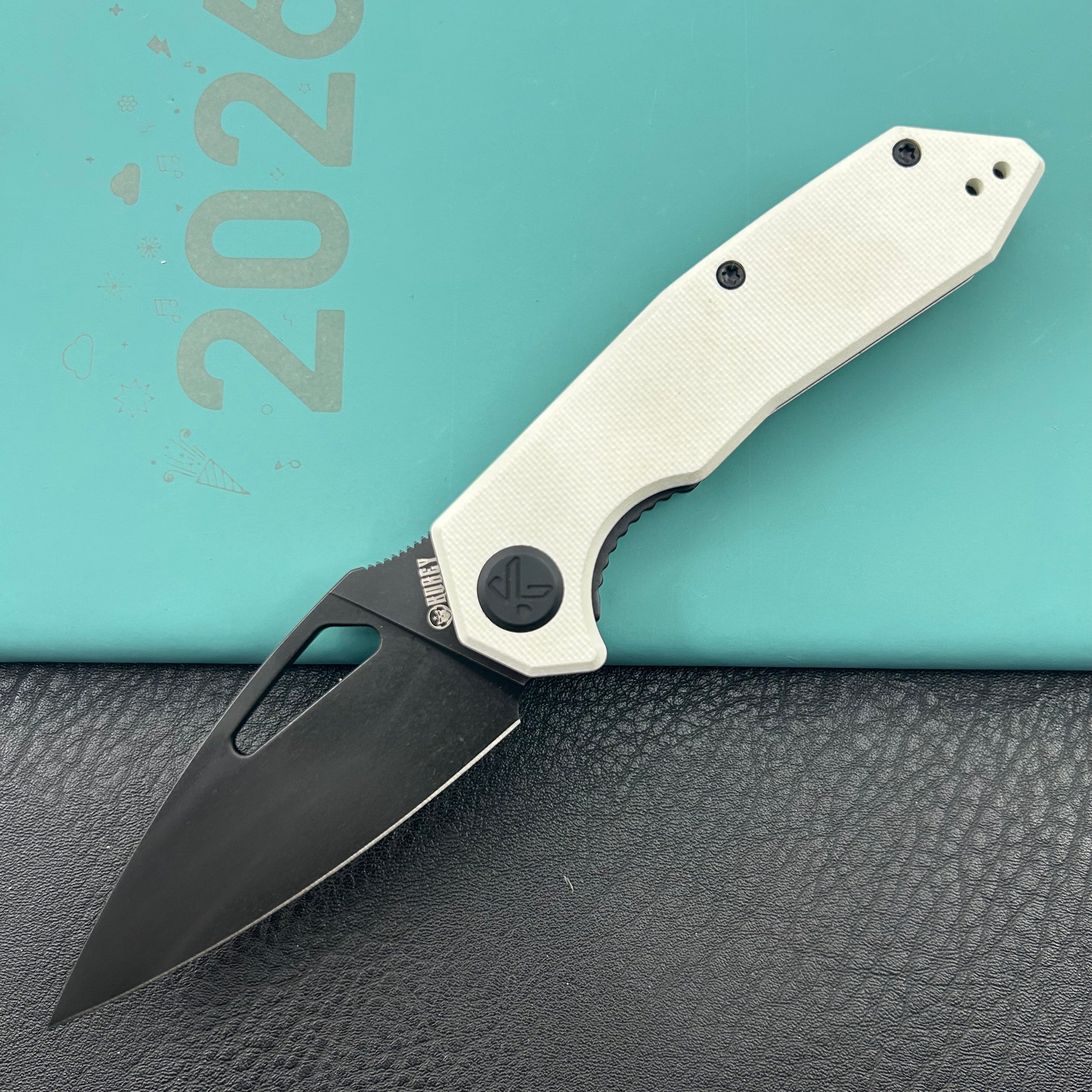 KUBEY knife KU122Z Coeus Linerlock Black White  Folding Knife