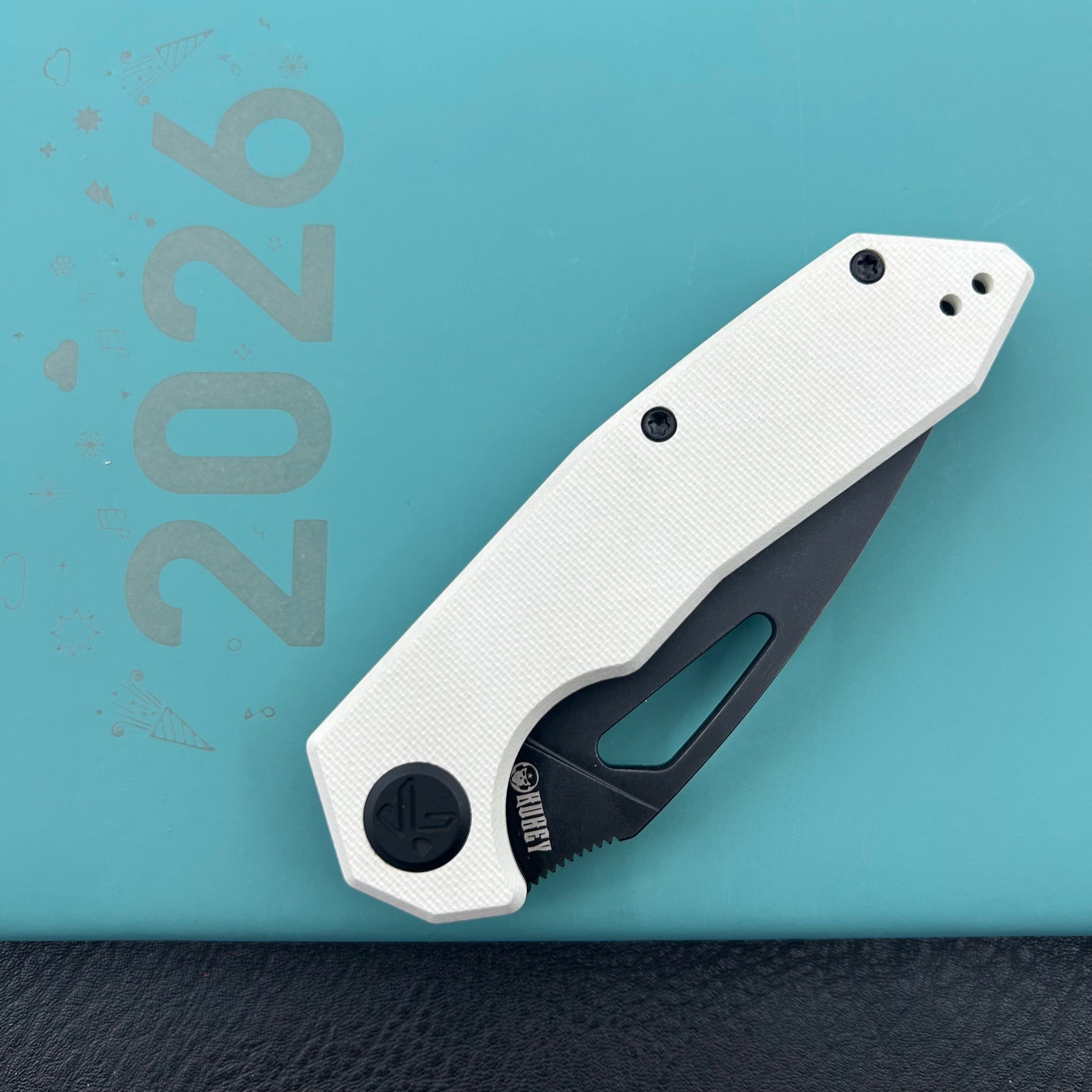 KUBEY knife KU122Z Coeus Linerlock Black White  Folding Knife