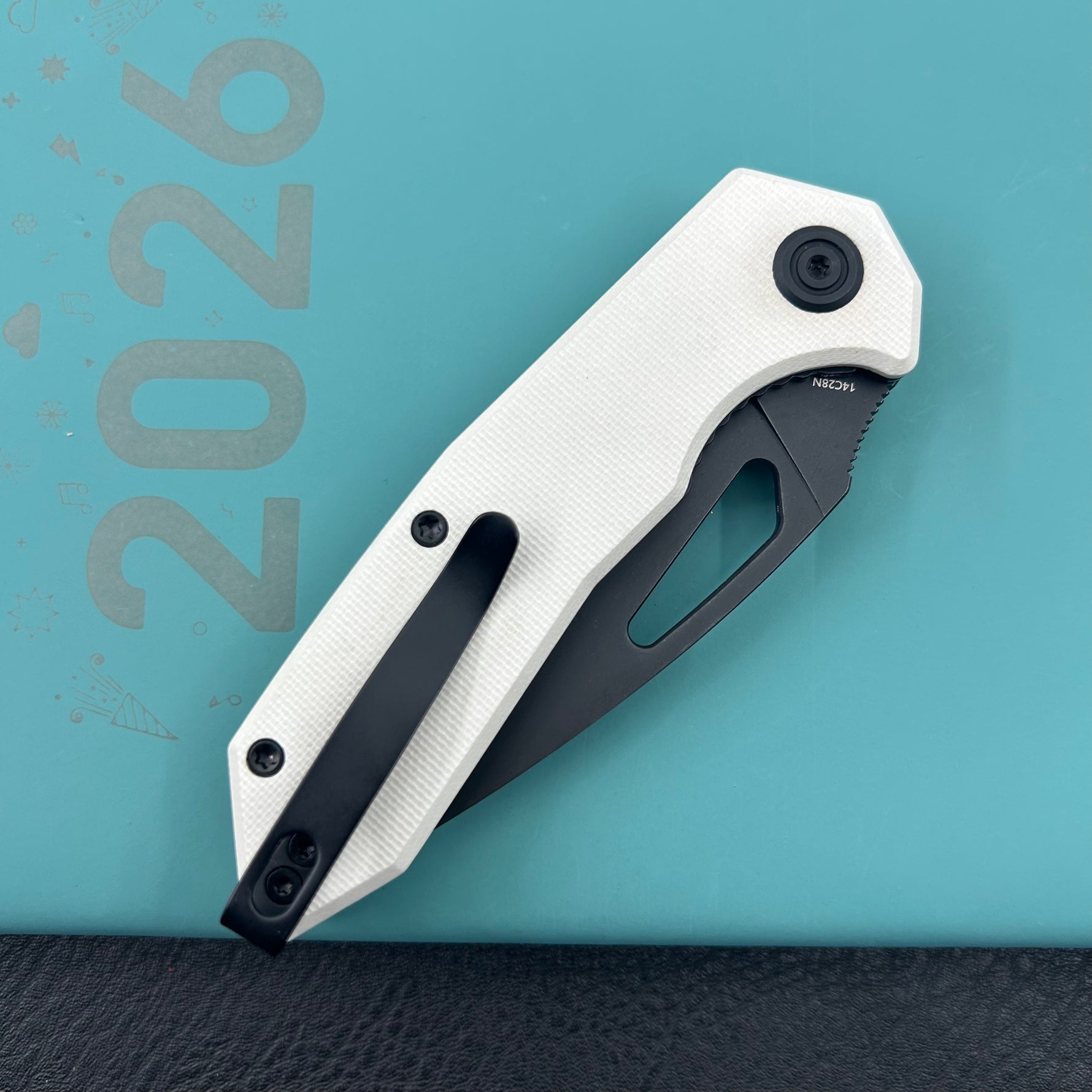 KUBEY knife KU122Z Coeus Linerlock Black White  Folding Knife