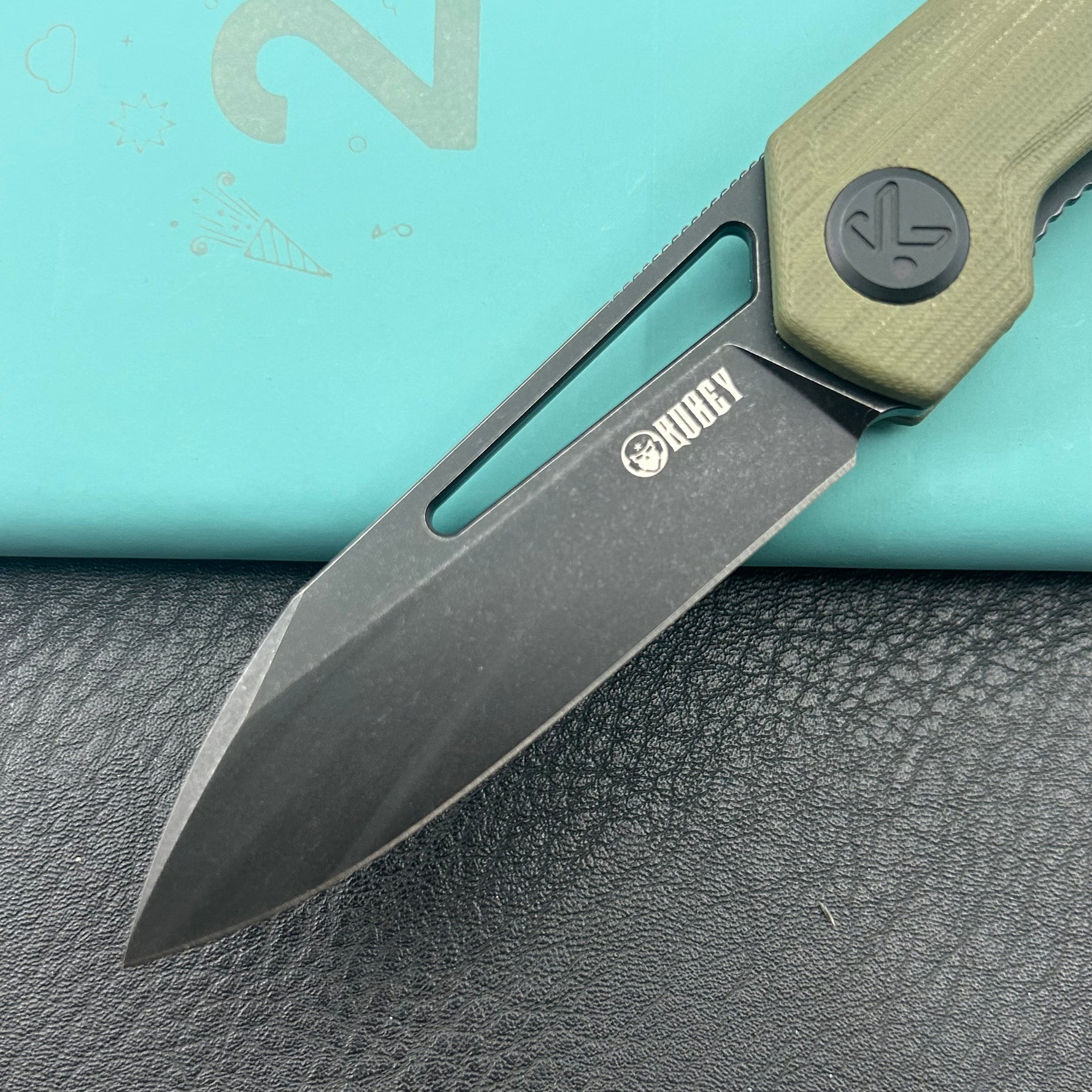 KUBEY knife KU321W Royal Linerlock Black Green   Folding Knife
